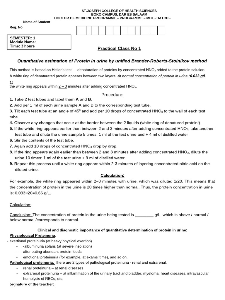 Urine Protein Quantification Method | PDF | Urine | Nitric Acid