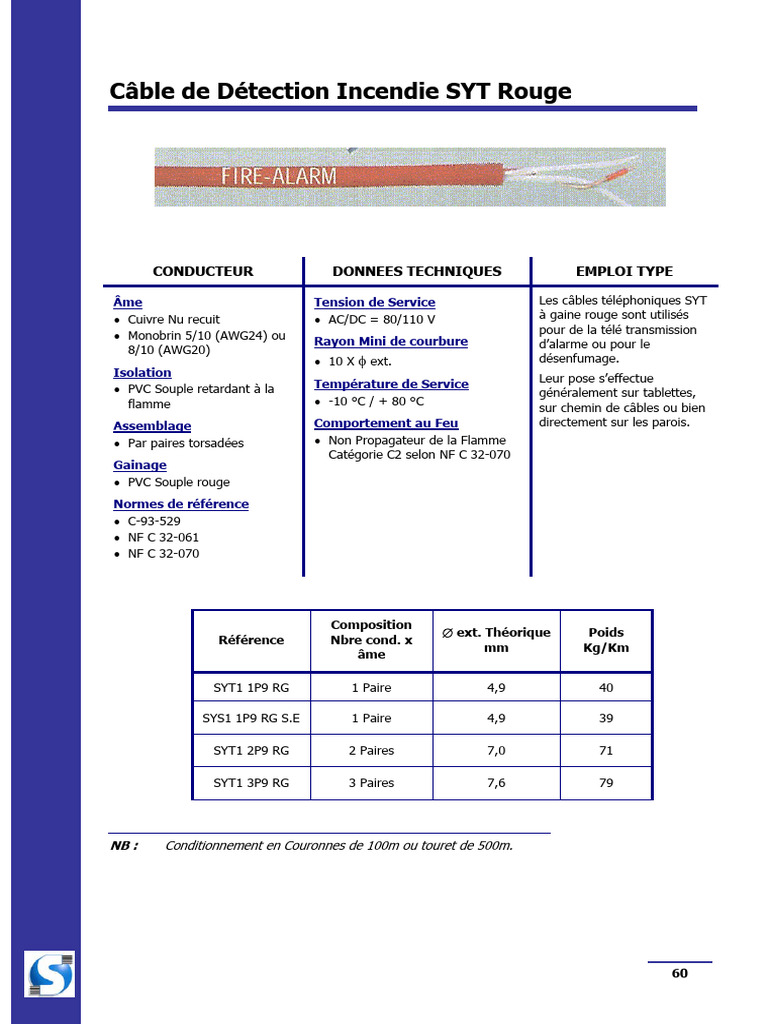 Câble de Détection Incendie SYT Rouge | PDF