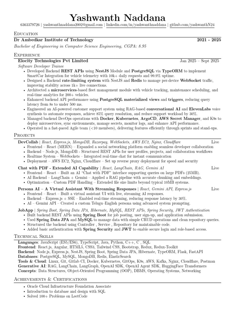 Yashwanth Naddana Resume Final | PDF | Computing | Information Technology