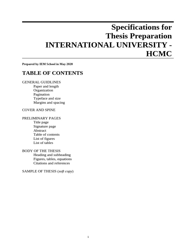 Thesis Preparation Guidelines for IU HCMC | PDF | Thesis | Typefaces