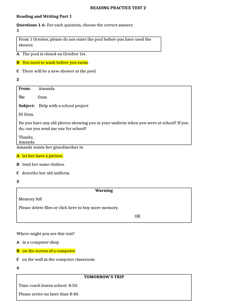 Reading Practice test 2 | PDF