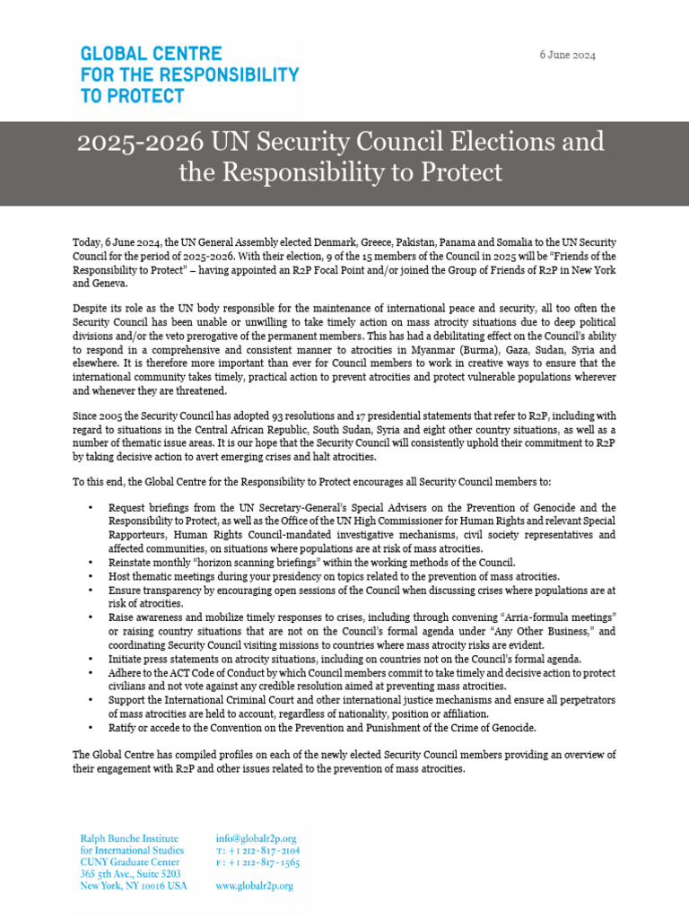 2025-2026 UN Security Council R2P Elections | PDF | Responsibility To ...