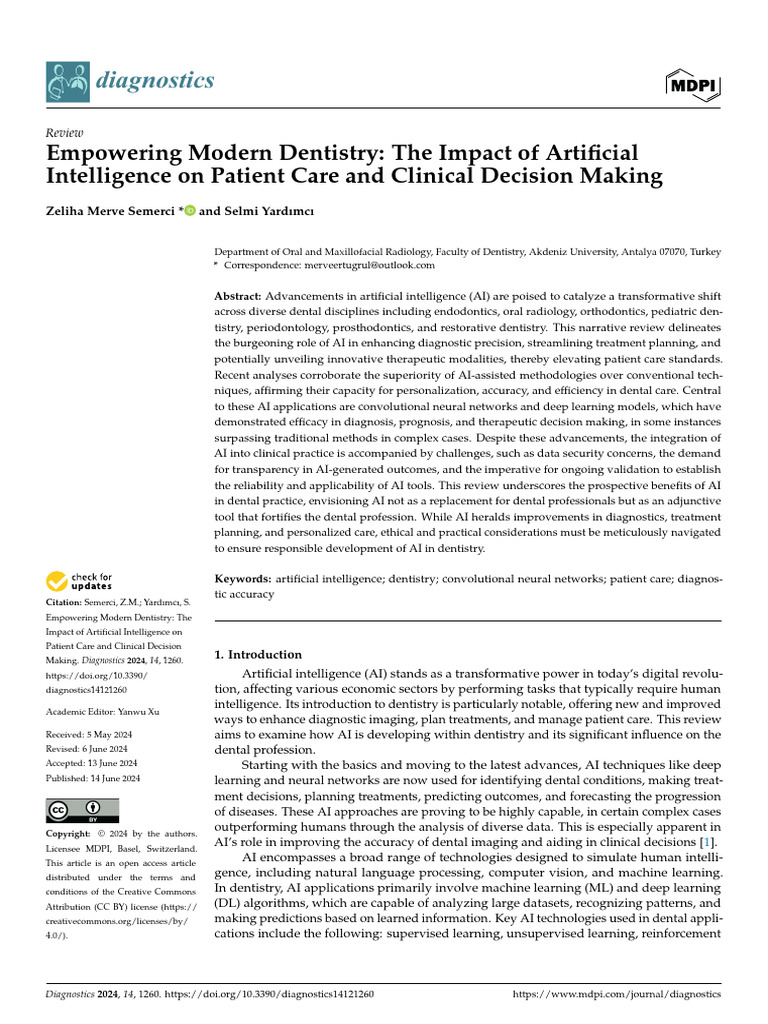 AI's Role in Modern Dentistry Care | PDF | Deep Learning | Artificial ...