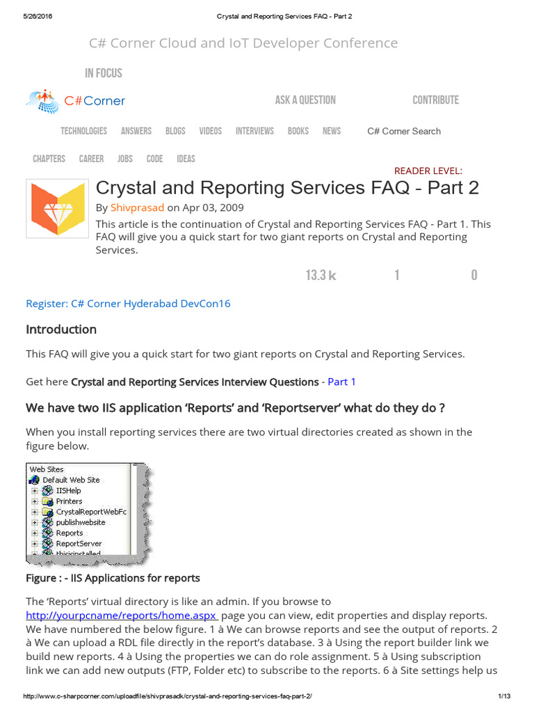 Crystal and Reporting Services FAQ - Part 2 | PDF | Microsoft Sql ...