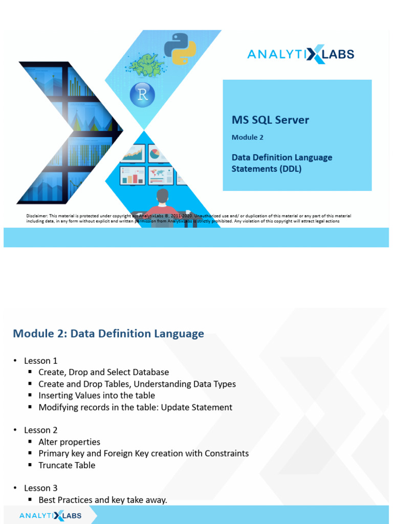 MS SQL Server DDL: Create, Modify, Manage | PDF | Table (Database ...