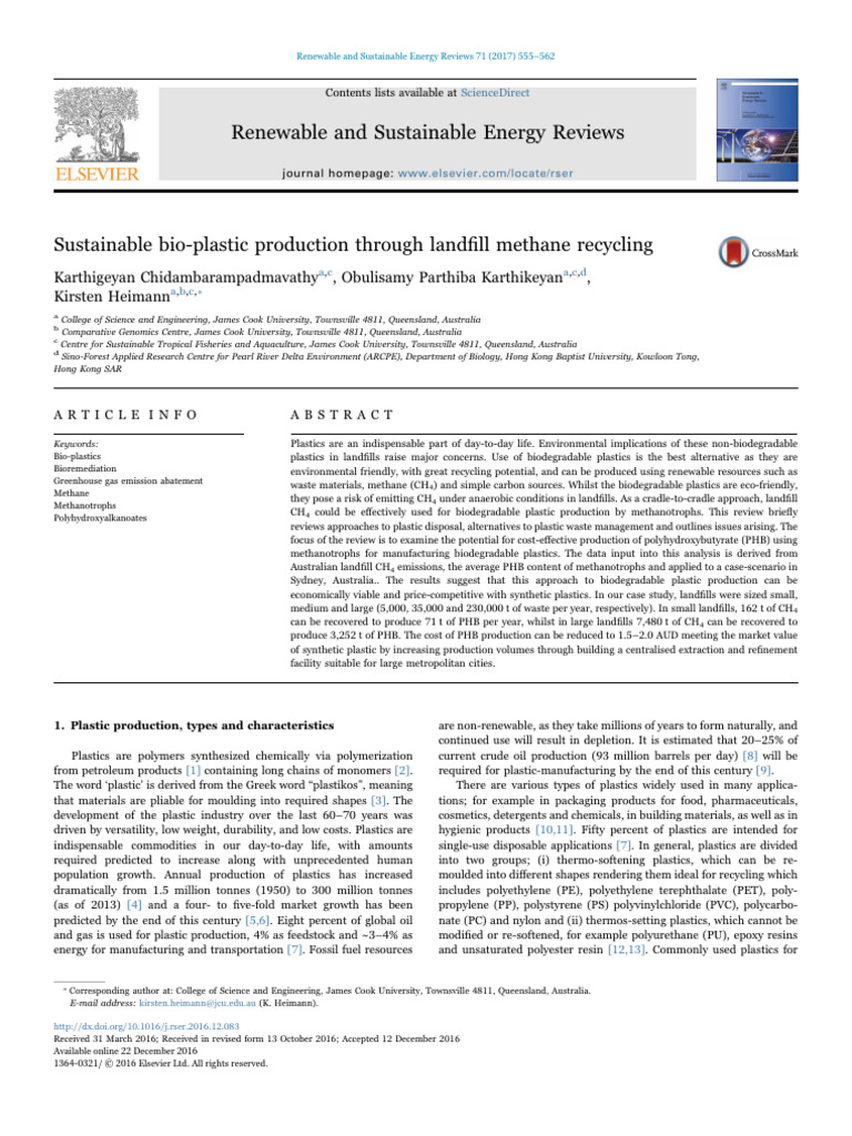 Bio-Plastic Production from Landfill Methane | PDF | Plastic | Waste ...