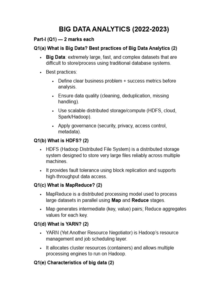 BDA (22-23) Ans | PDF | Apache Hadoop | Map Reduce