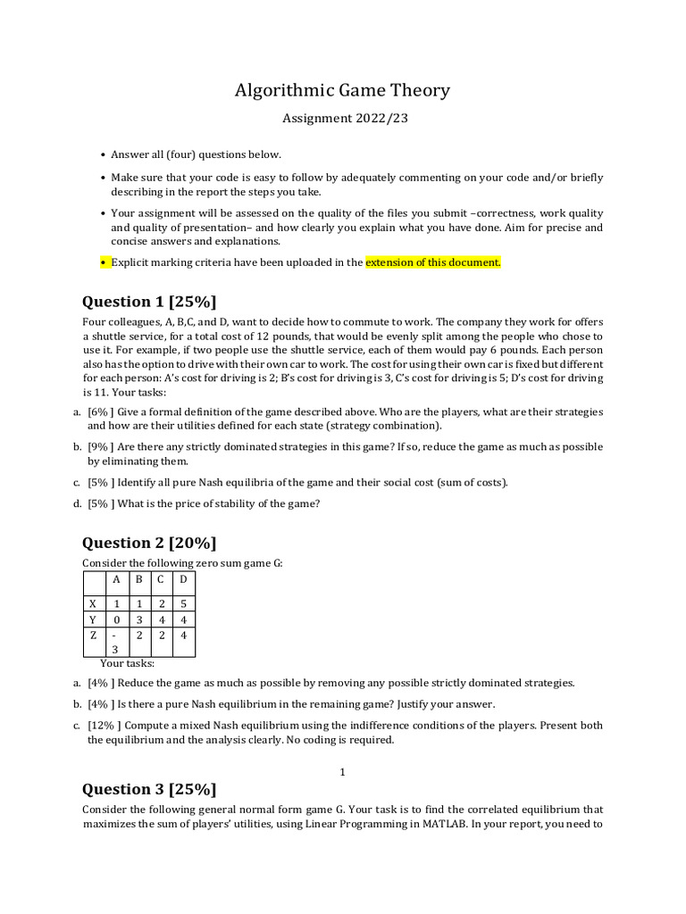 Algorithmic Game Theory. | PDF | Economic Equilibrium | Applied Mathematics