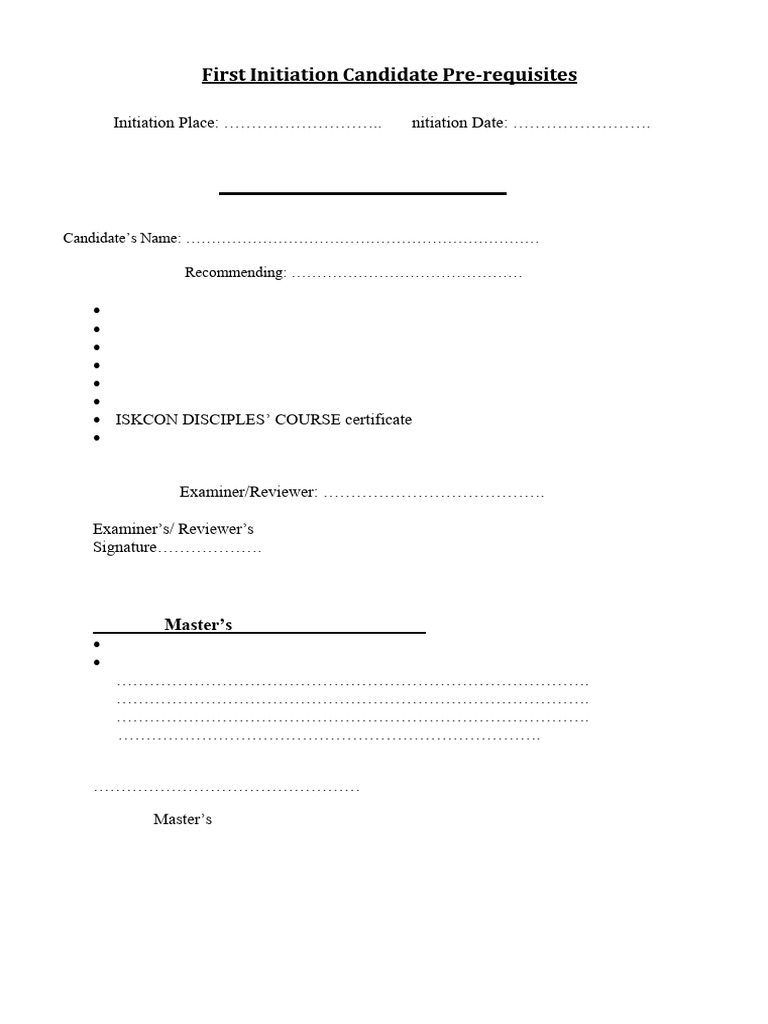 First Initiation Candidate Requirements | PDF | Krishna | Hinduism