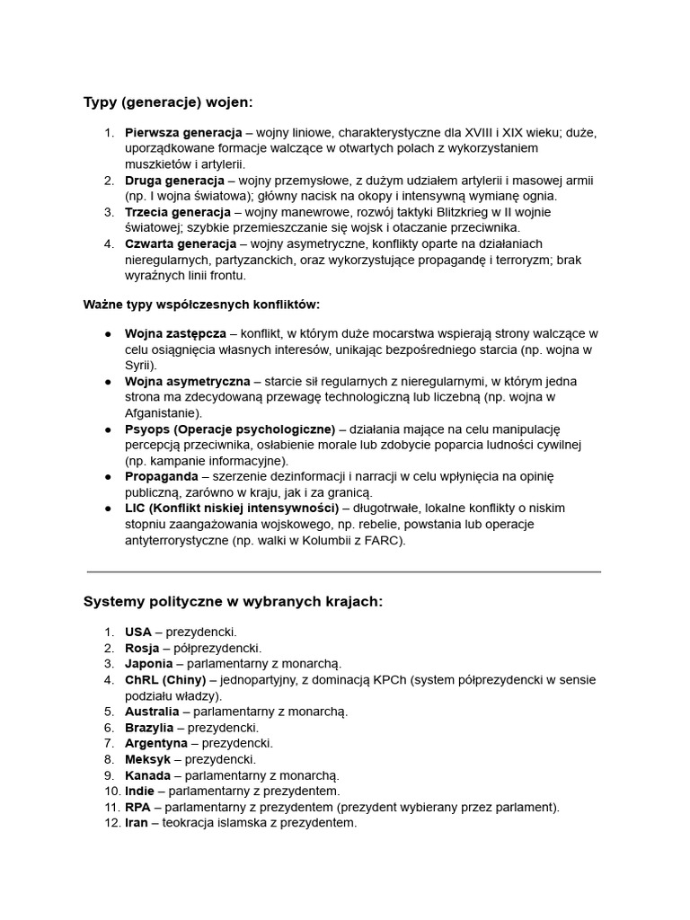 Typy (Generacje) Wojen | PDF