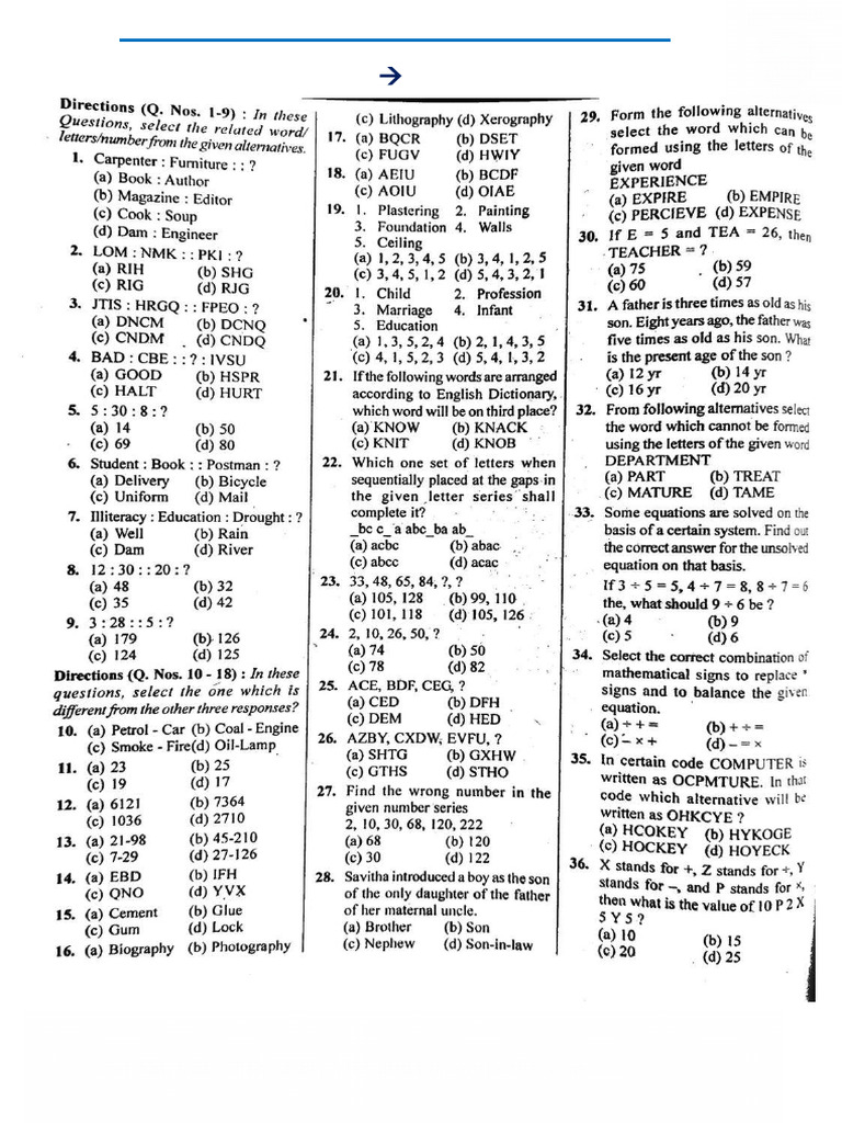 Reasoning Set 01 | PDF