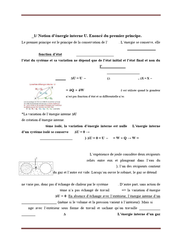 Premier principe de thermodynamique chimique | PDF | Chaleur | Enthalpie