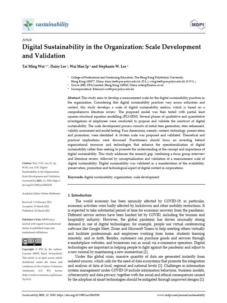 Digital Sustainability Scale Development | PDF | Sustainability ...