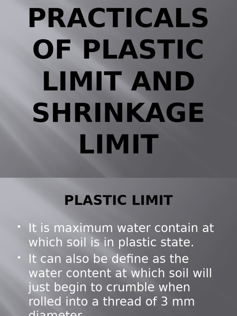 Plastic and Shrinkage Limit Testing Guide | PDF | Applied And ...