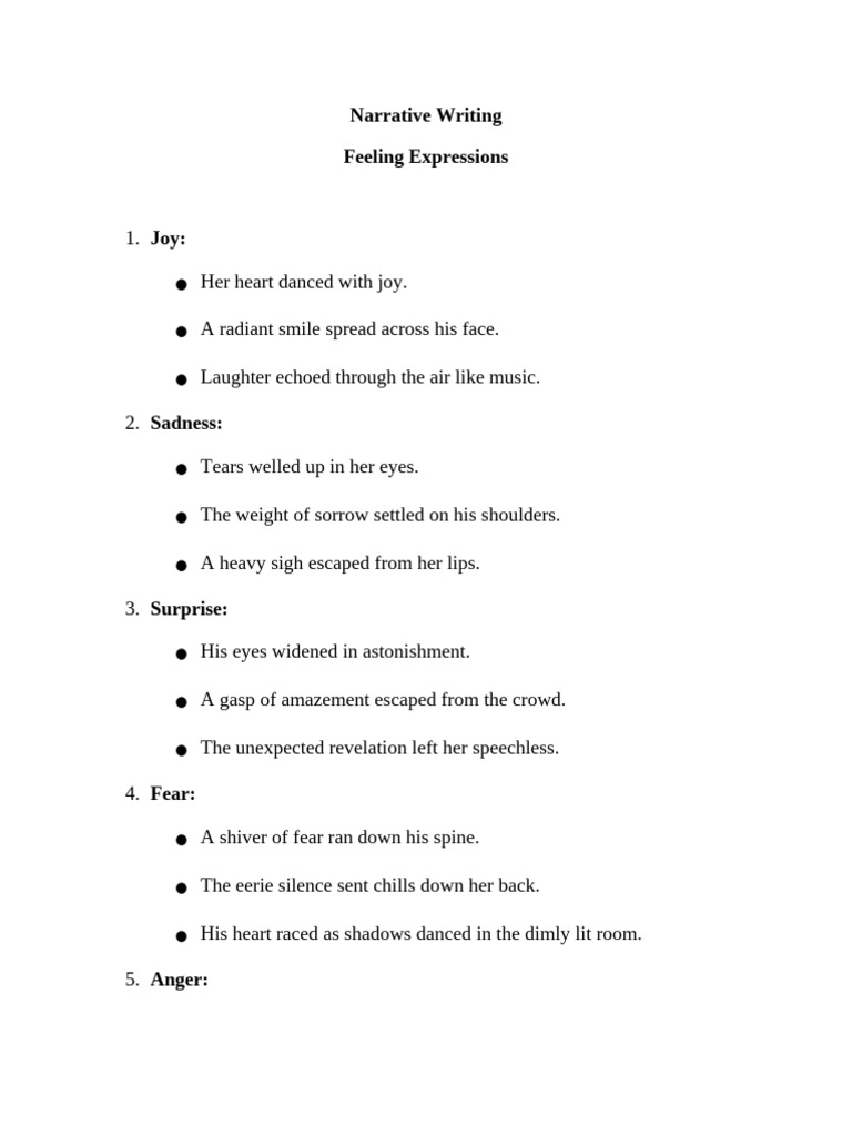 Emotive Expressions in Narrative Writing | PDF
