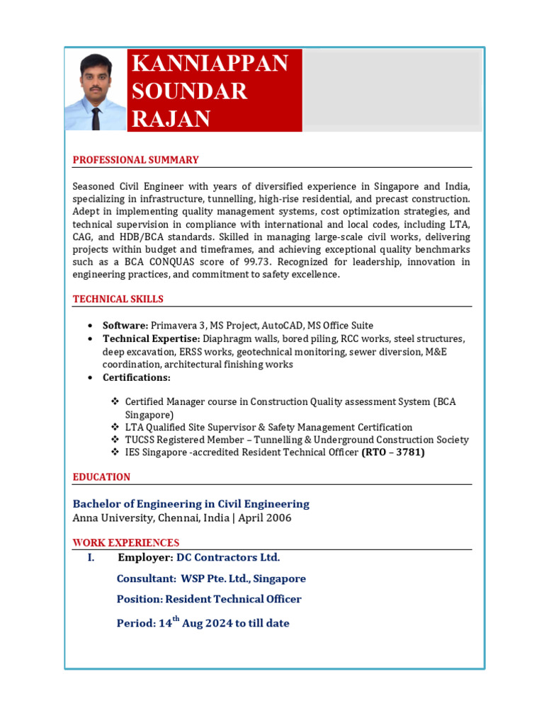 Soundar Rajan Resume Latest | PDF | Precast Concrete | Regulatory ...