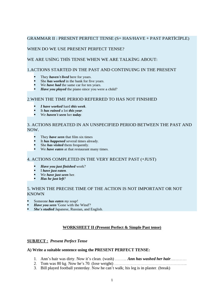 Present Perfect Tense Explained | PDF | Semantics | Language Mechanics