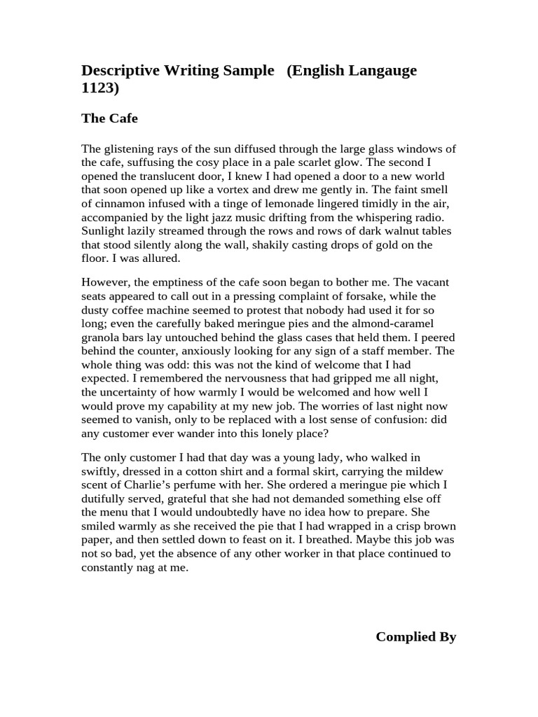 Descriptive Writing Sample | PDF