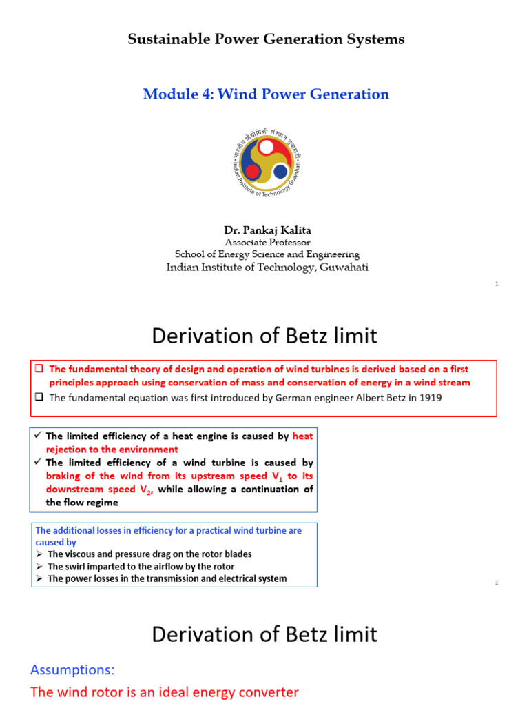 Understanding Betz Limit in Wind Power | PDF | Turbine | Wind Turbine