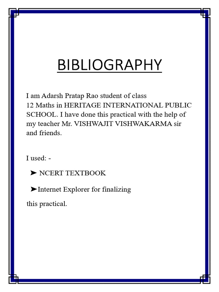Class 12 Maths Practical Bibliography | PDF