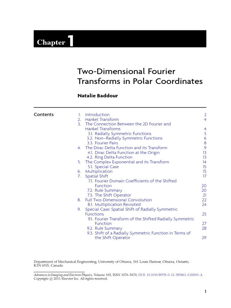 2D Fourier Transforms in Polar Coordinates | PDF | Convolution ...