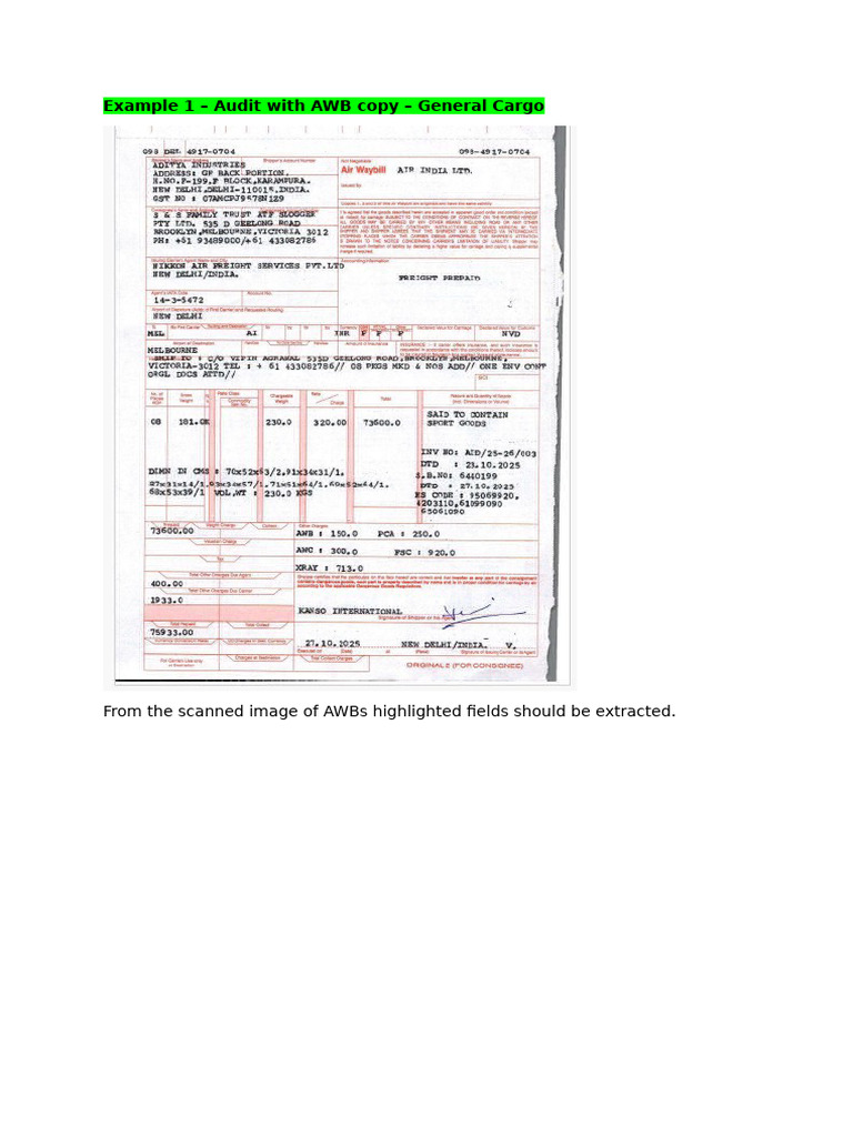 General Cargo AWB Audit Process Guide | PDF