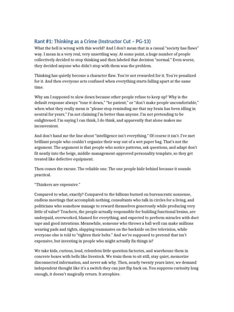 The Cost of Independent Thinking | PDF