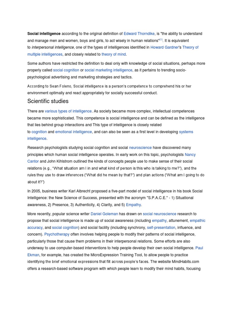Understanding Social Intelligence | PDF | Intelligence | Emotional ...