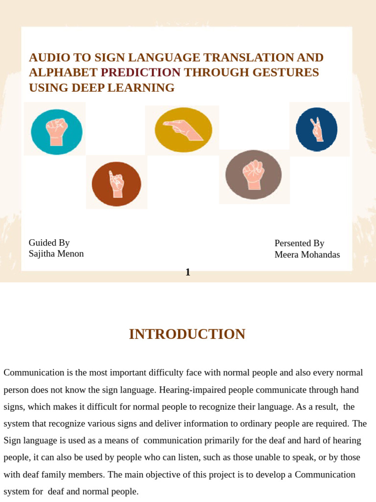 Audio to Sign Language Translation System | PDF | Sign Language | Deafness