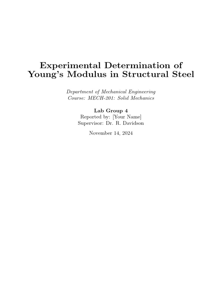Young's Modulus of AISI 1018 Steel Experiment | PDF | Young's Modulus ...