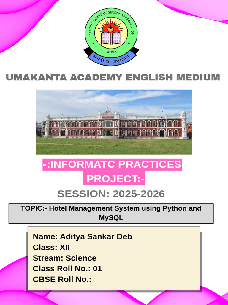 Hotel Management System Project in Python | PDF