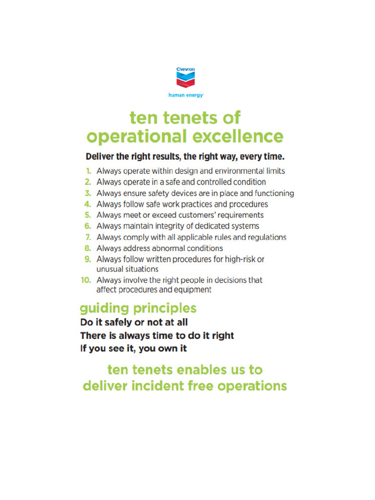 Chevron Operations The Ten Tenets | PDF