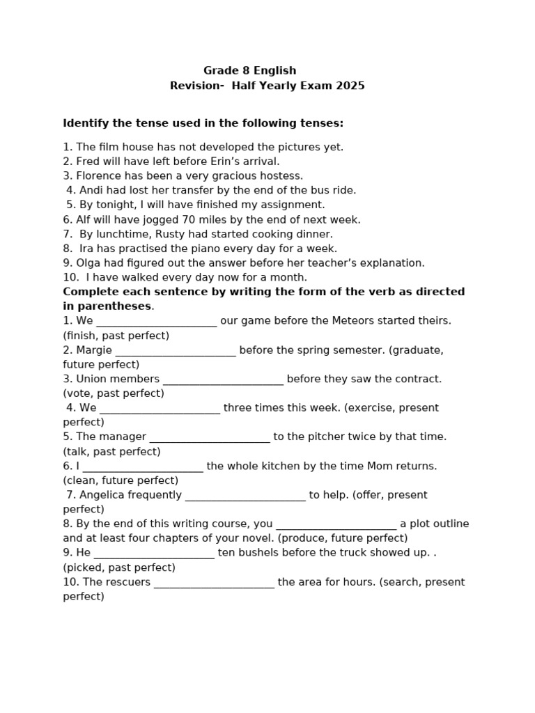 Grade 8 English TERM 1 Revsion 2025 (1) | PDF