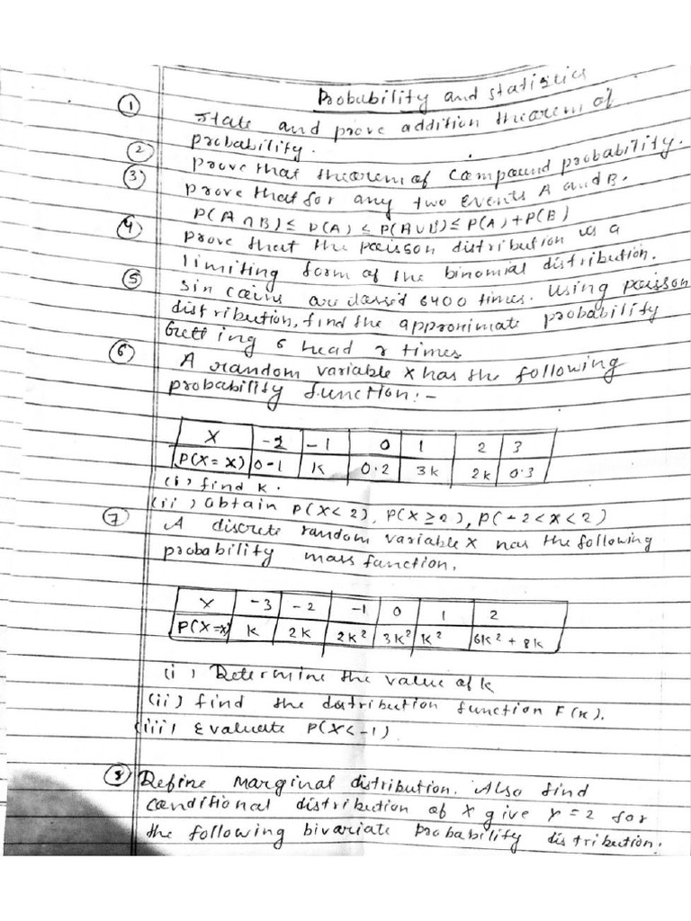 Probability and Statistics Important Questions | PDF