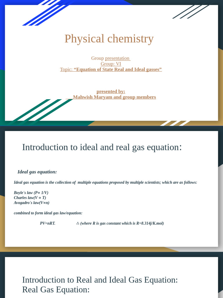 Real vs Ideal Gas Equations Explained | PDF | Gases | Intermolecular Force