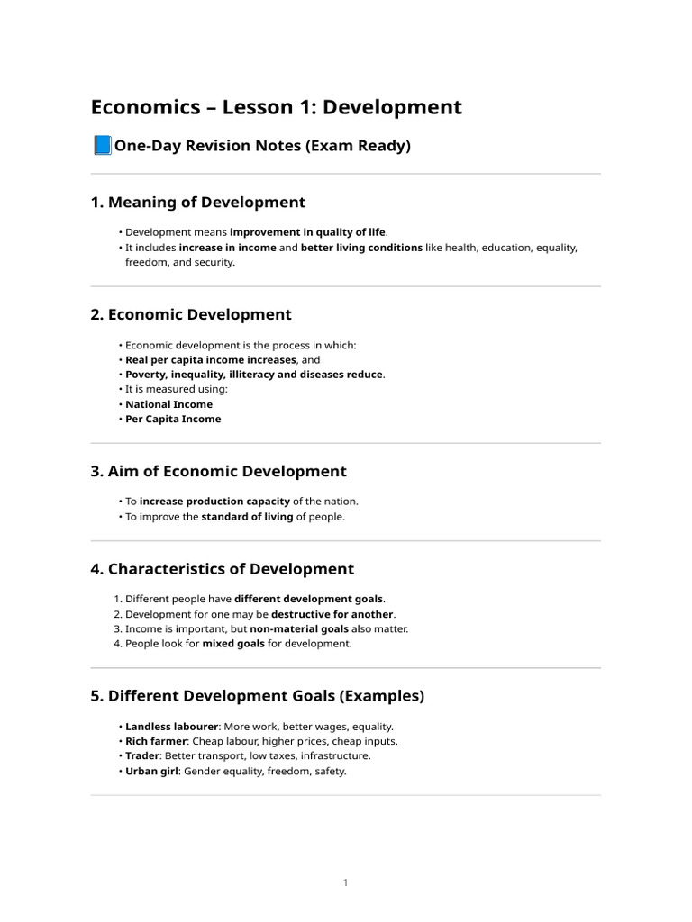 Key Concepts in Economic Development | PDF | Income | Human Development ...