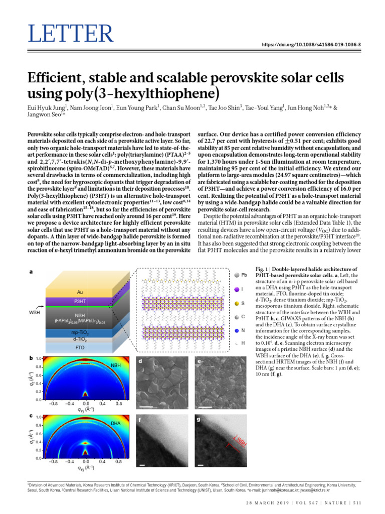 Efficient P3HT-Based Perovskite Solar Cells | PDF | Solar Cell ...