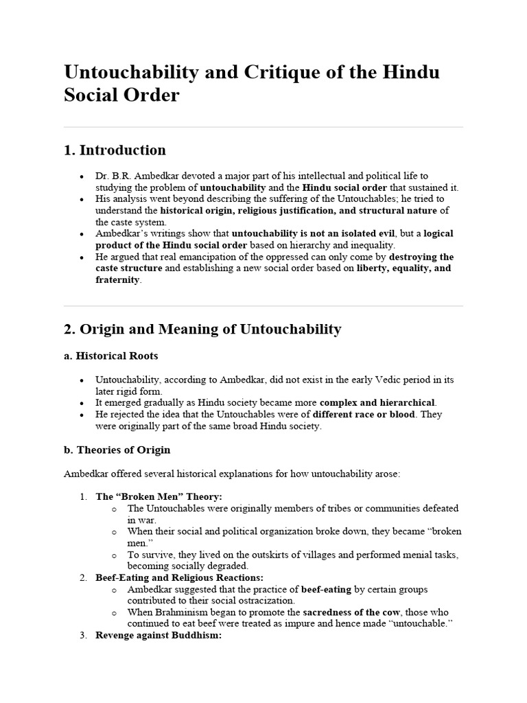 Untouchability and Hindu Social Order | PDF | Caste | Egalitarianism