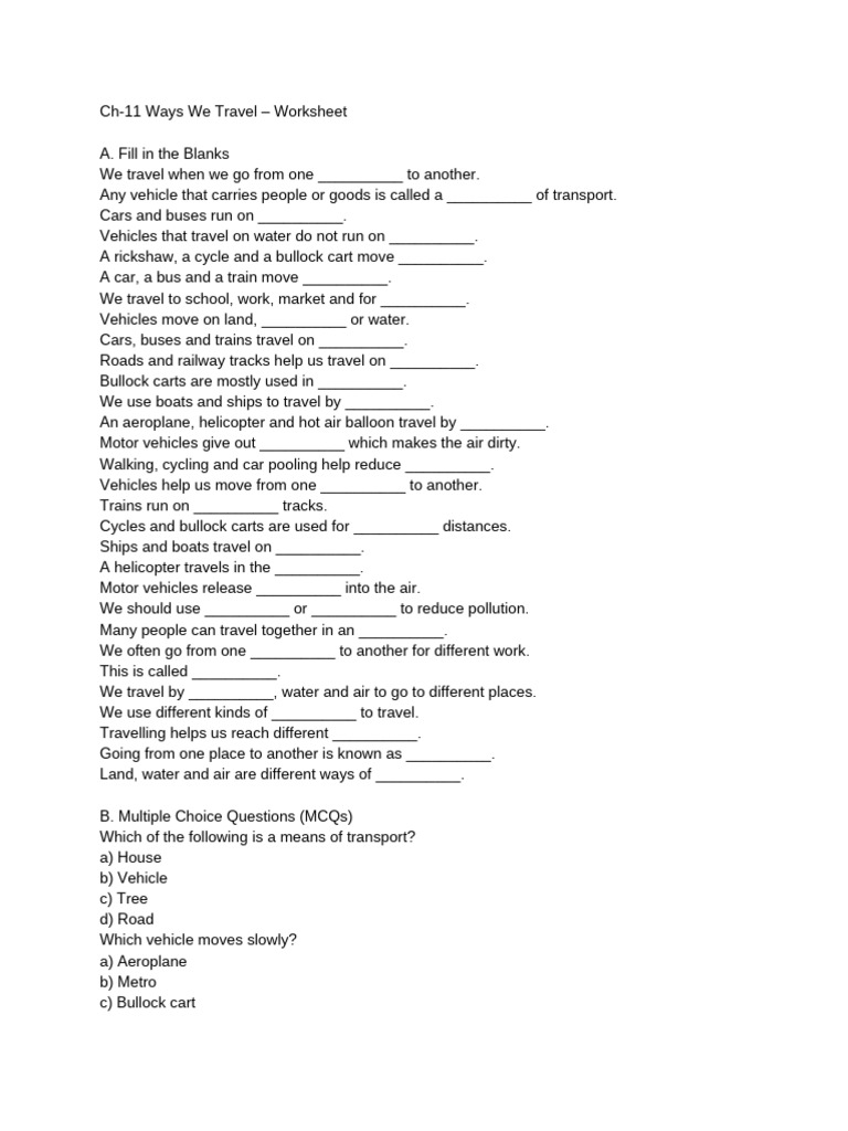 Travel and Safety Worksheet Activities | PDF | Sky | Water