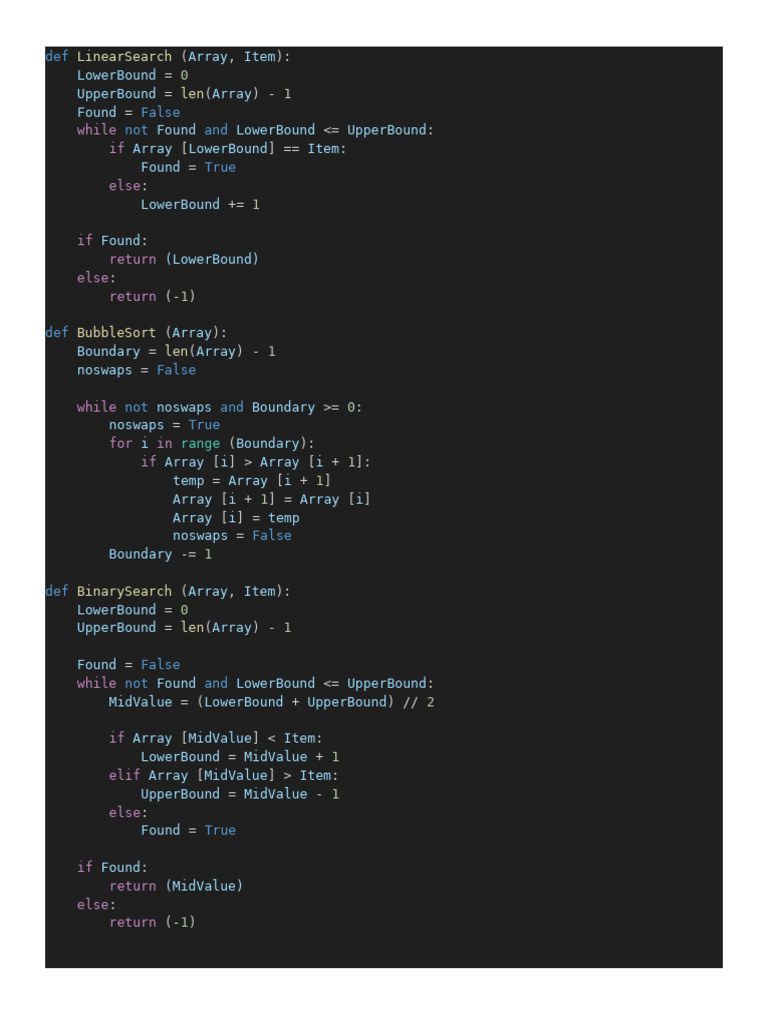Sorting and Searching Algorithms in Python | PDF