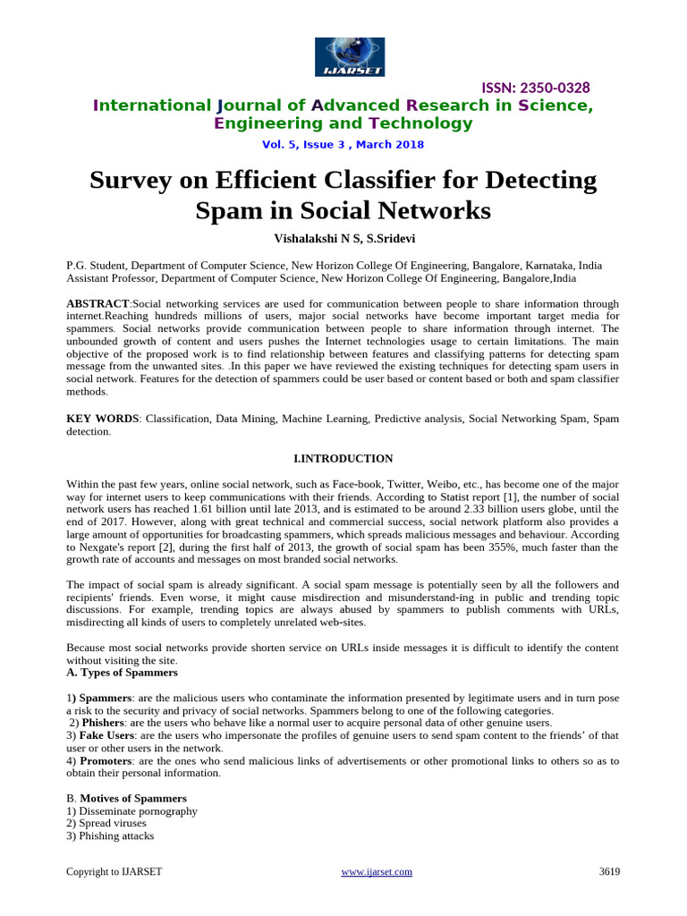 Efficient Spam Detection in Social Networks | PDF | Data Mining ...