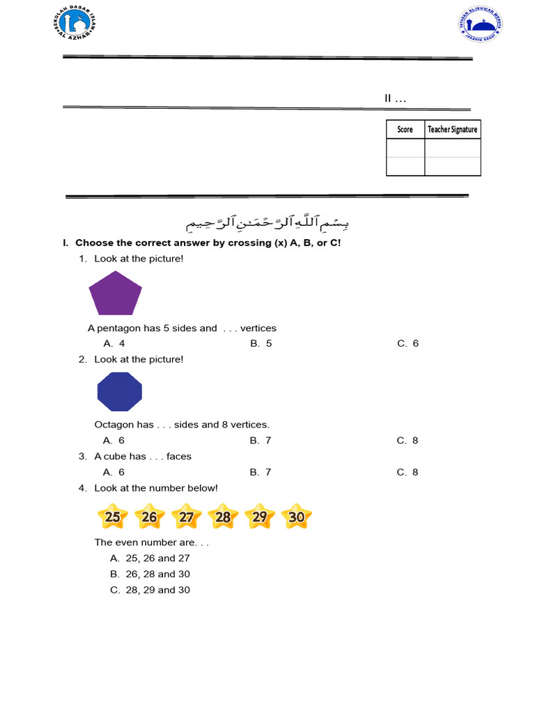 Final Test Worksheet: Grade 2 Math | PDF