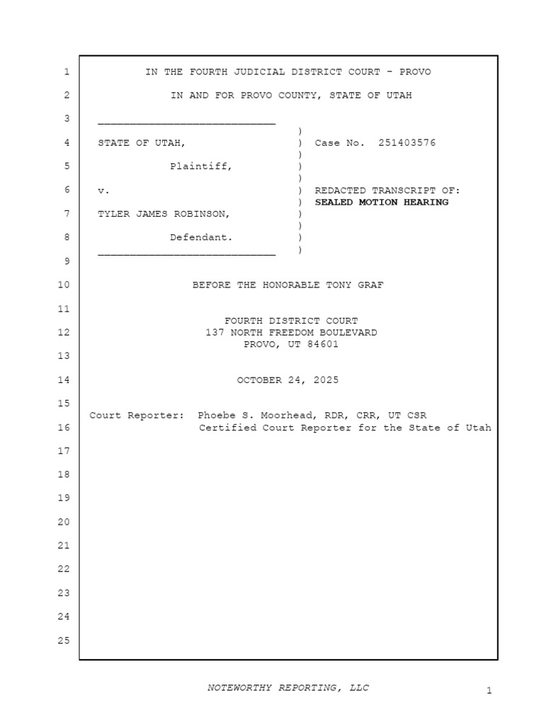 October 24 Tyler Robinson Hearing Transcript | PDF | Supreme Court Of ...