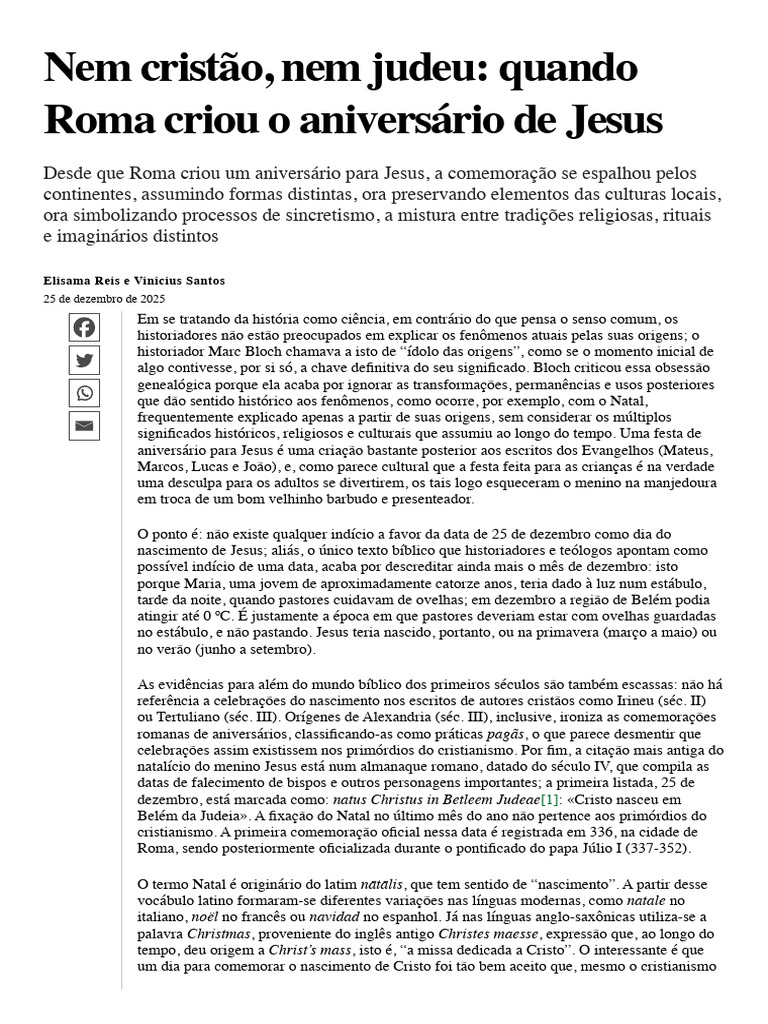 Origem do Natal: Roma e Jesus | PDF | Natal | Jesus