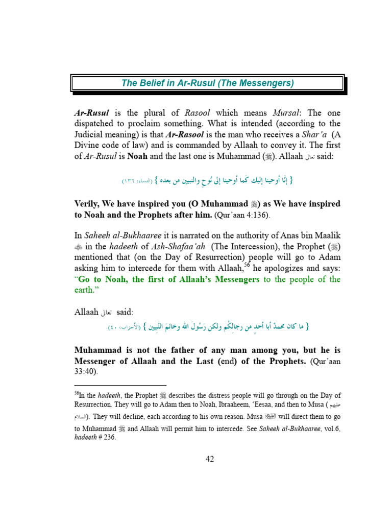 Understanding the Messengers in Islam | PDF | Prophets And Messengers ...