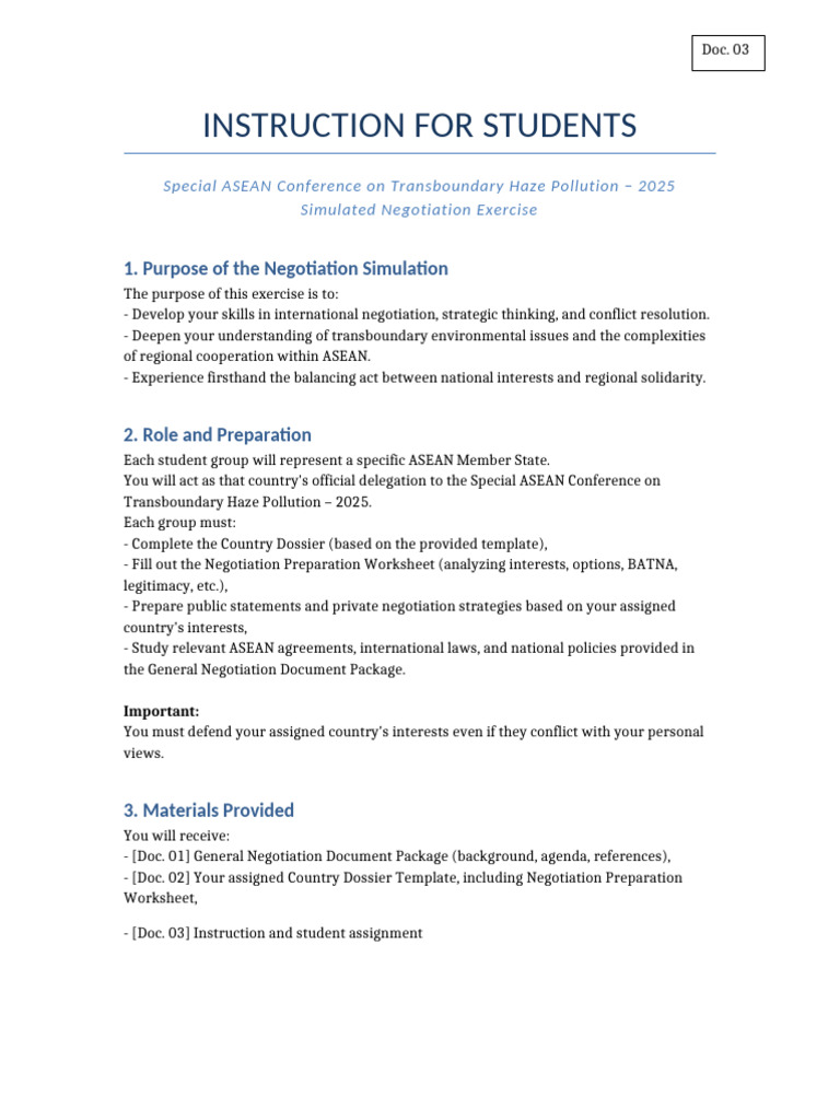 [Doc. 03] Instruction and Student Assignment | PDF | Negotiation