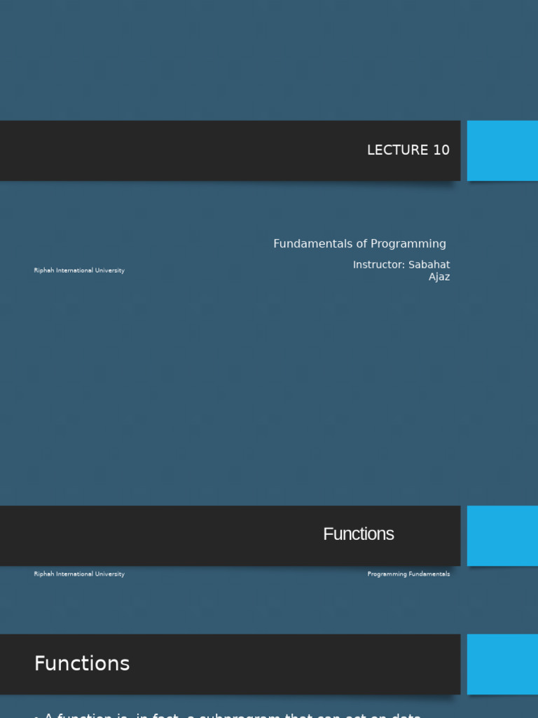 C++ Functions and Programming Basics | PDF | Parameter (Computer ...