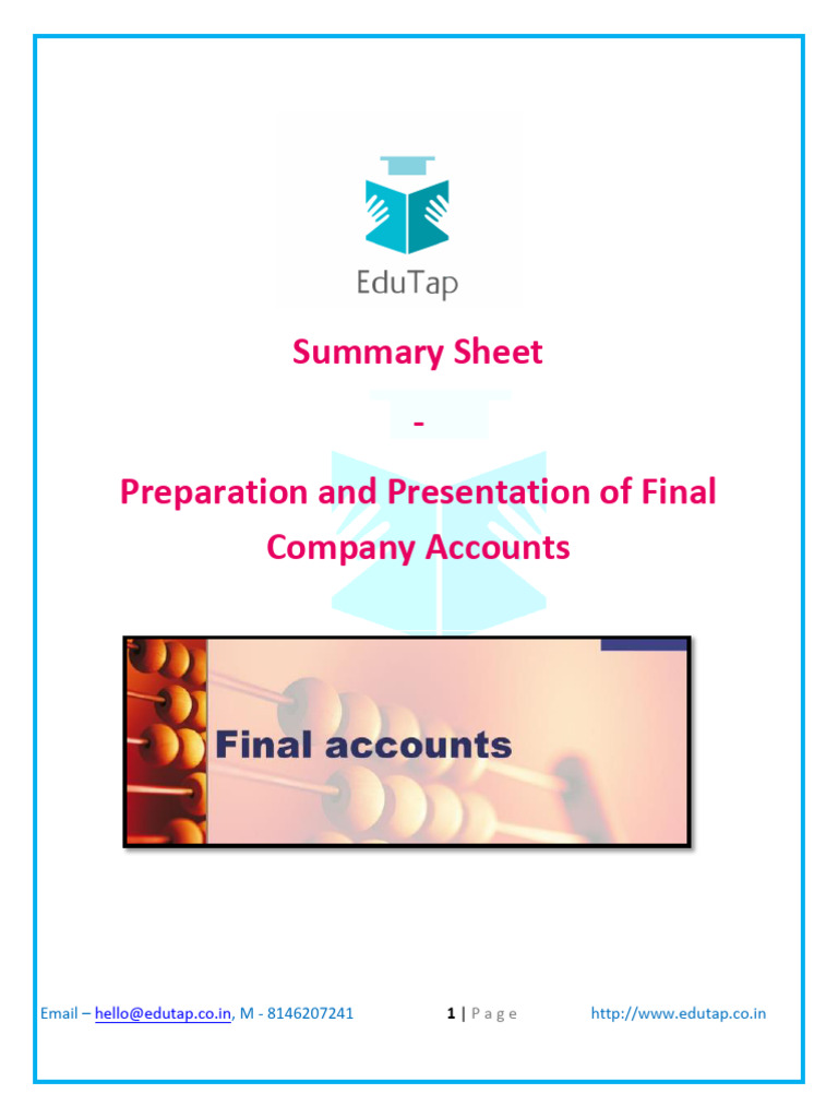 Summary_Sheet_lyst1714635143922 | PDF | Debits And Credits | Expense