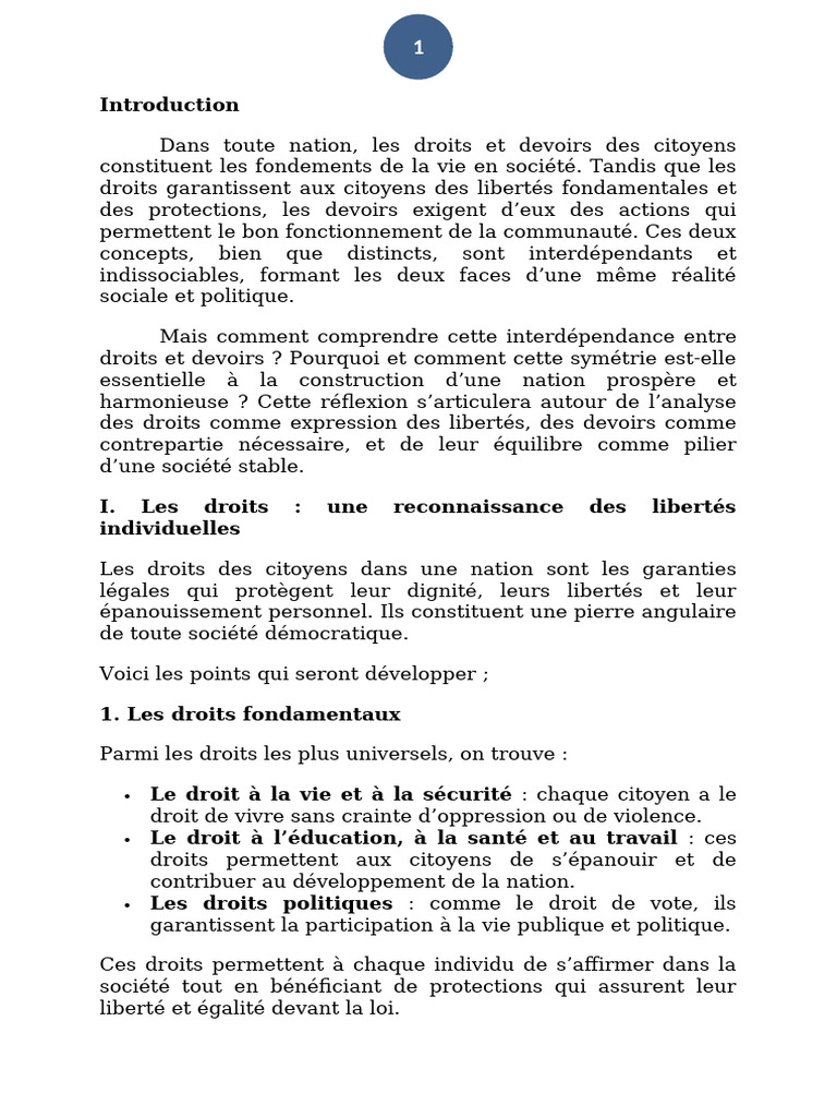 Droits et Devoirs des Citoyens : Équilibre Essentiel | PDF ...