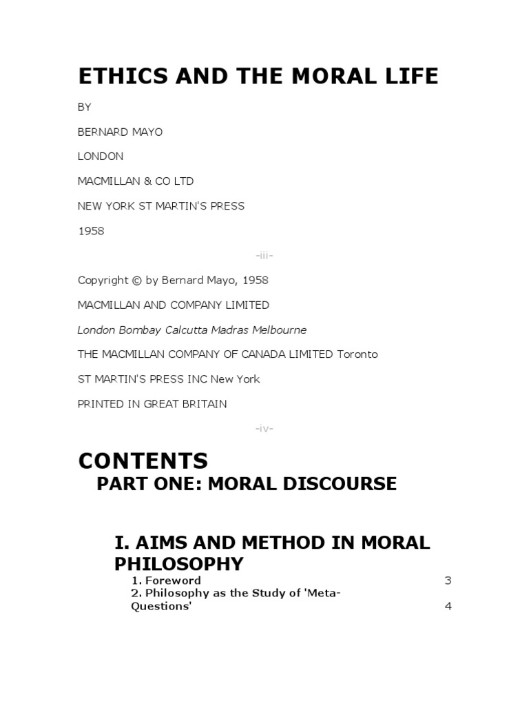 Ethics and The Moral Life PDF Morality Socrates